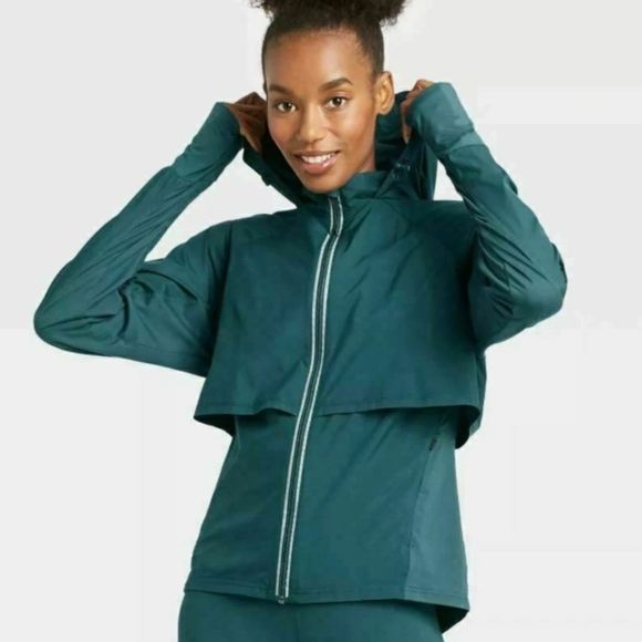 All in Motion Womens Teal Hooded Windbreaker Jacket | Size XL | Sport Zip-up - Picture 2 of 11